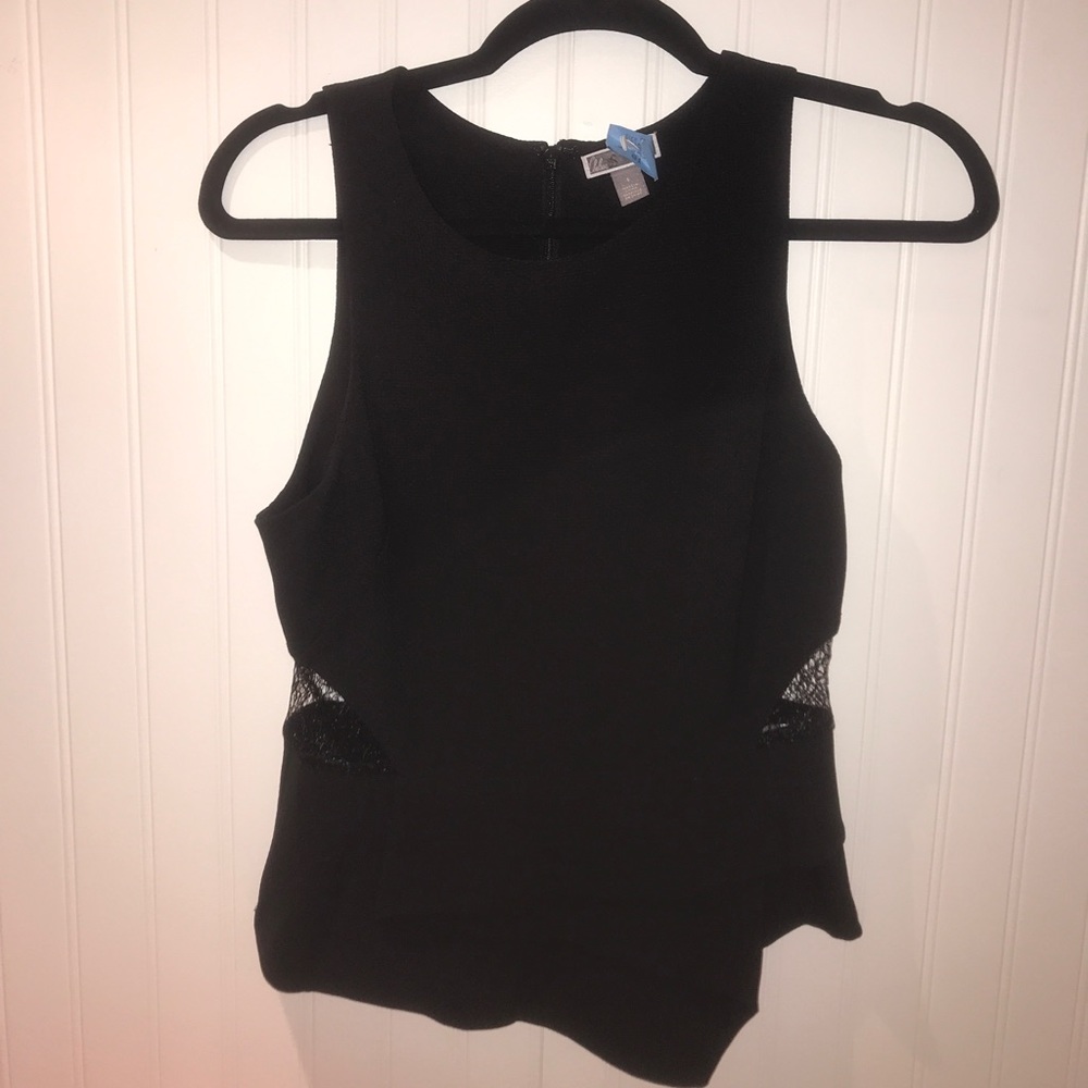 Chelsea28 tank top with lace cutouts on sides